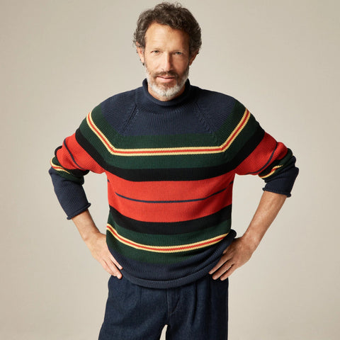 1988 Rollneck™ sweater in cotton rugby stripe
