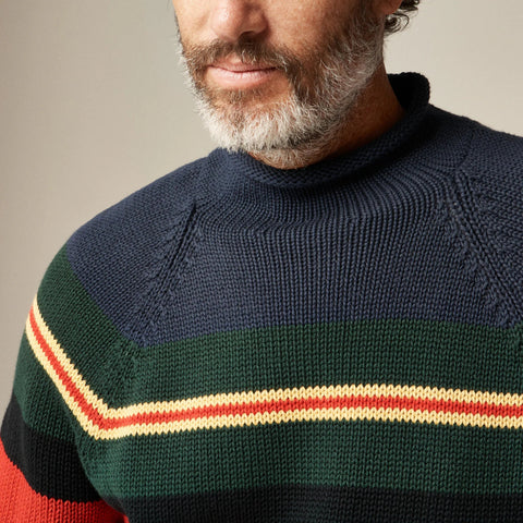 1988 Rollneck™ sweater in cotton rugby stripe