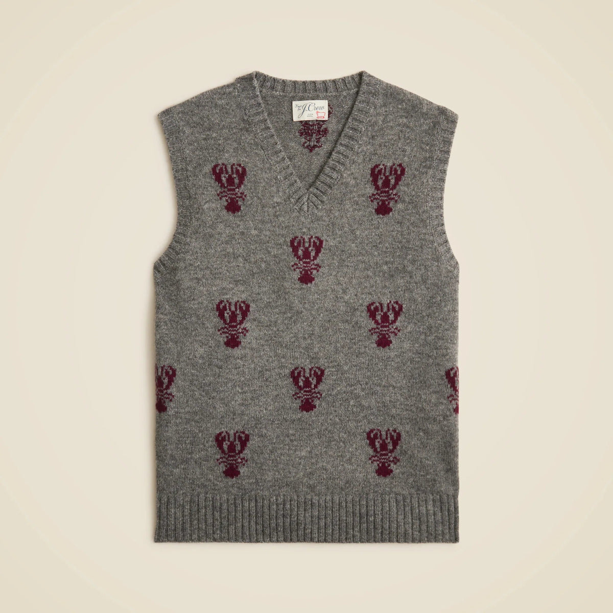 Wool sweater-vest in lobster