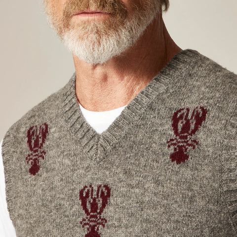 Wool sweater-vest in lobster