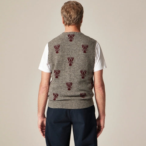 Wool sweater-vest in lobster