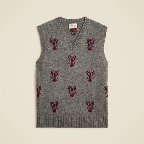 Wool sweater-vest in lobster