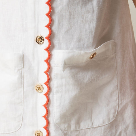 Girls' firework dress in linen-cotton blend