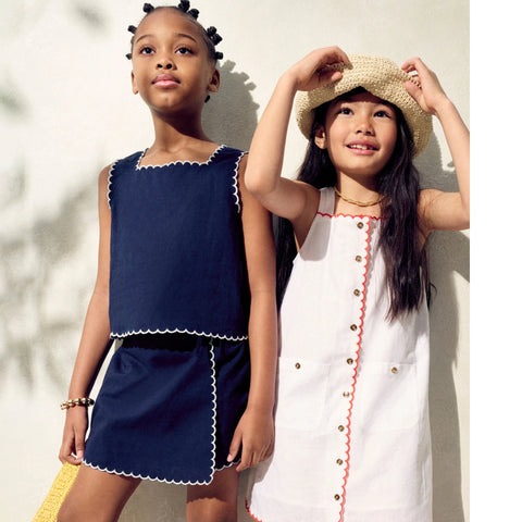 Girls' firework dress in linen-cotton blend