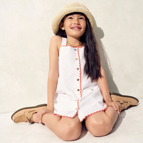 Girls' firework dress in linen-cotton blend