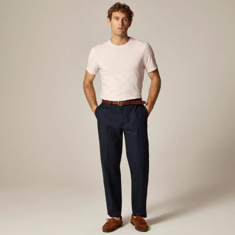 Straight-fit creased stretch cotton-blend twill trouser