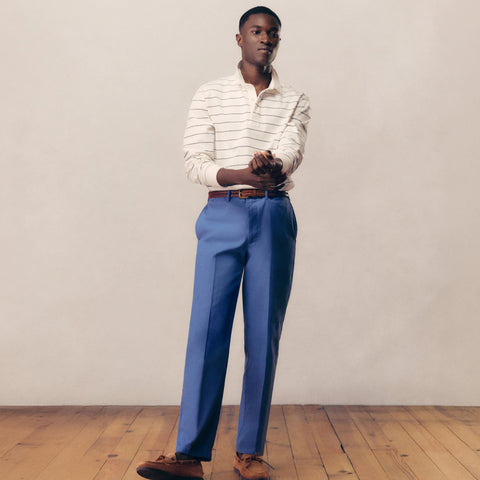 Straight-fit creased stretch cotton-blend twill trouser