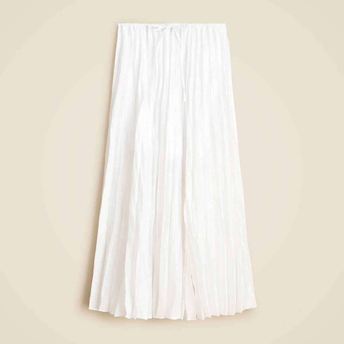 Pleated drawstring maxi skirt in linen blend