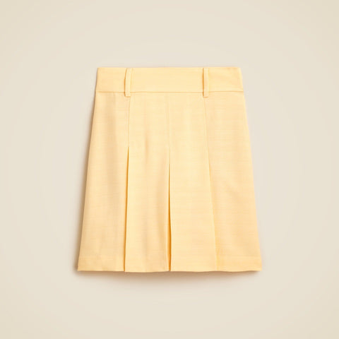 Pleated knee-length skirt in luster canvas