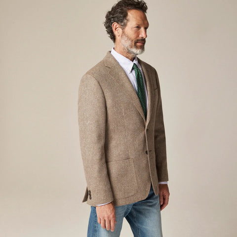Blazer in English cotton-wool blend herringbone