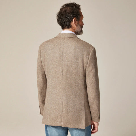 Blazer in English cotton-wool blend herringbone