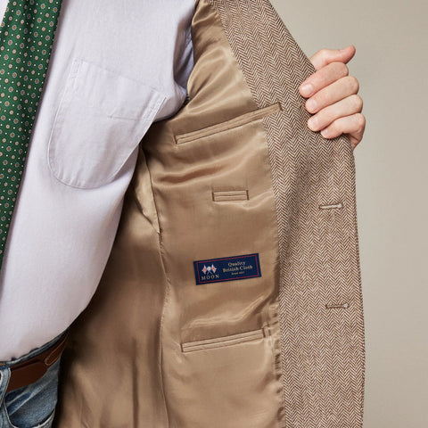 Blazer in English cotton-wool blend herringbone