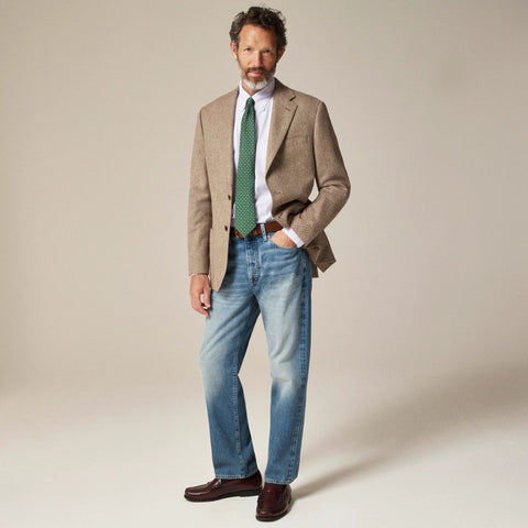 Blazer in English cotton-wool blend herringbone