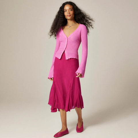 Petite Gwyneth flounce-hem skirt in chiffon