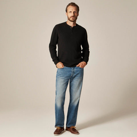 Jacquard rib-knit henley