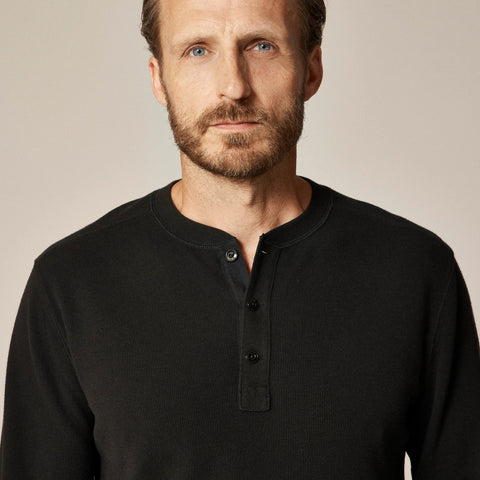 Jacquard rib-knit henley