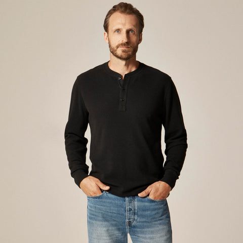 Jacquard rib-knit henley
