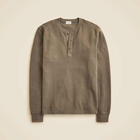 Jacquard rib-knit henley