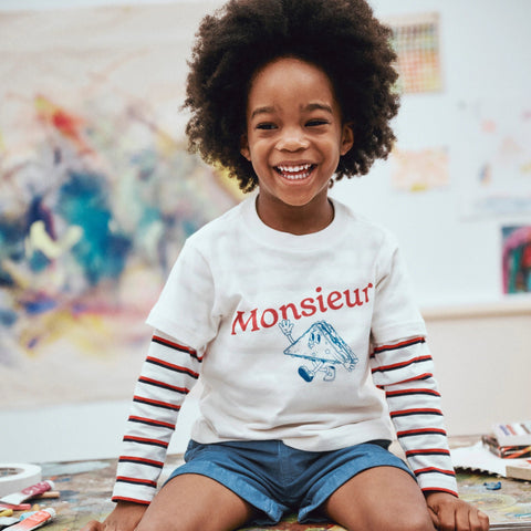 Kids' short-sleeve "Monsieur" graphic T-shirt
