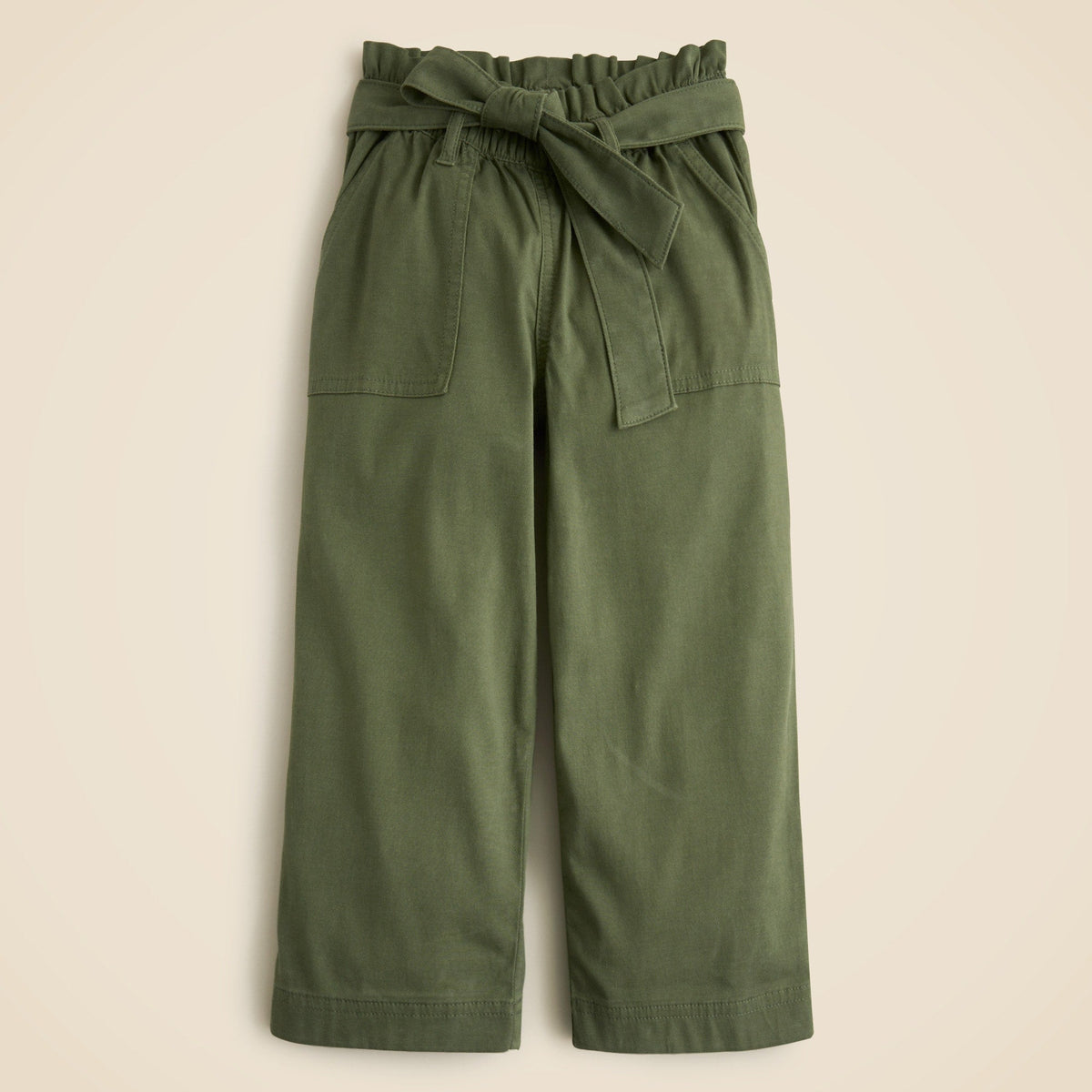 Girls' tie-waist pant in drapey twill