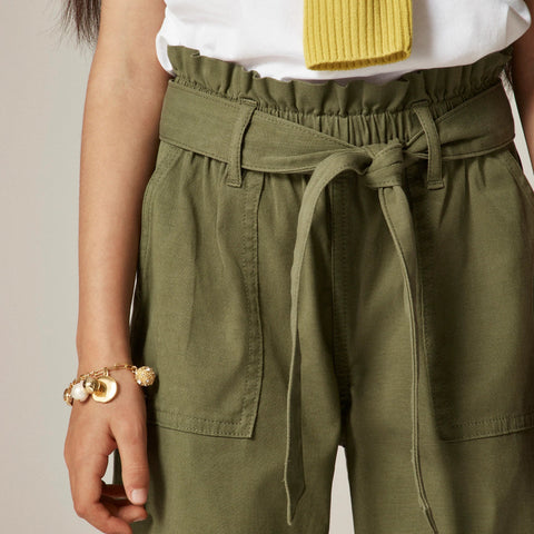 Girls' tie-waist pant in drapey twill