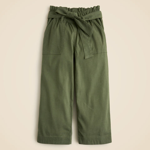 Girls' tie-waist pant in drapey twill