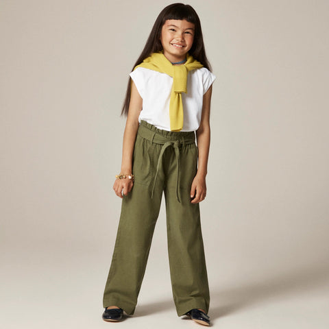 Girls' tie-waist pant in drapey twill