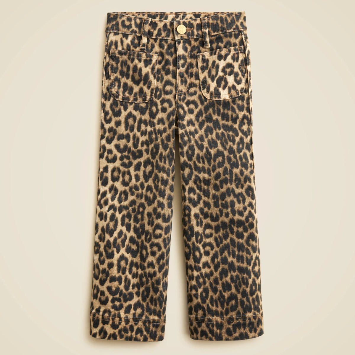 Girls' sailor denim trouser in leopard print
