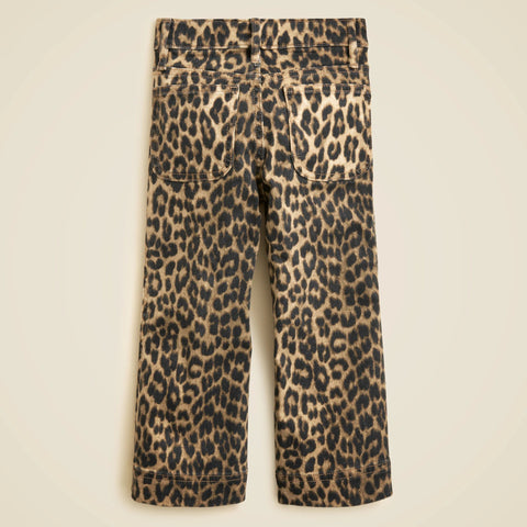 Girls' sailor denim trouser in leopard print