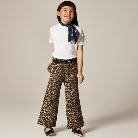 Girls' sailor denim trouser in leopard print