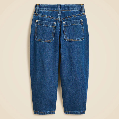 Girls' barrel-leg jean in drapey denim