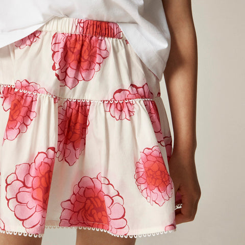 Girls' tiered skirt in peony floral