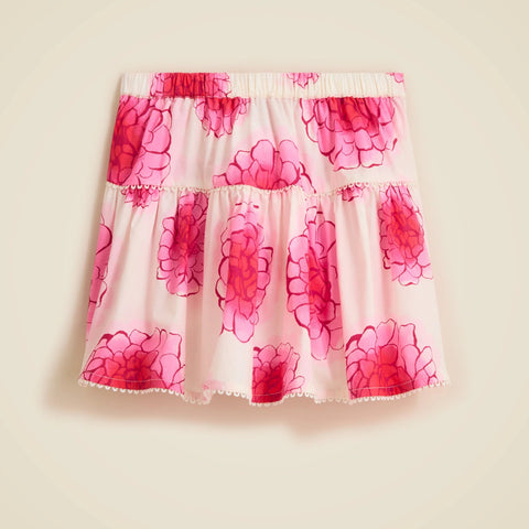 Girls' tiered skirt in peony floral