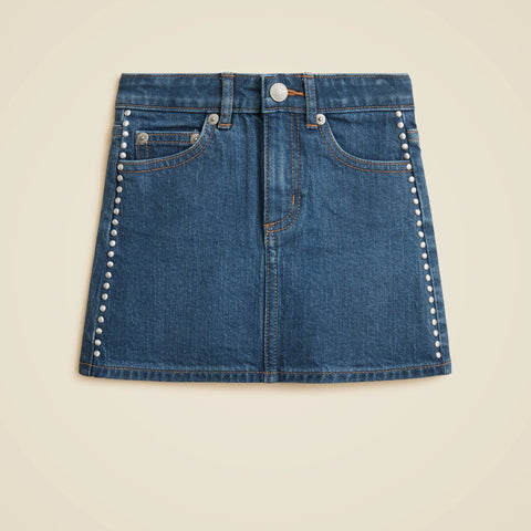Girls' denim skirt with studs