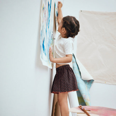 Girls' pull-on rickrack skirt in floral