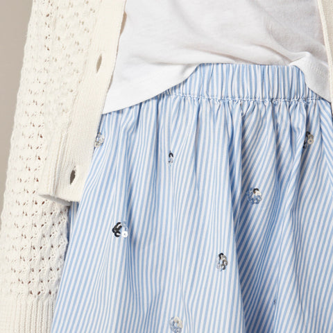 Girls' embellished pull-on skirt in stripe