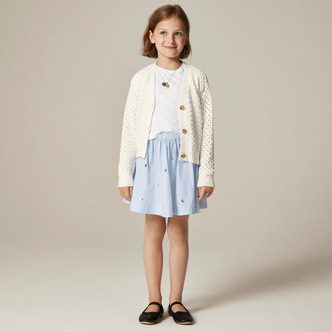 Girls' embellished pull-on skirt in stripe