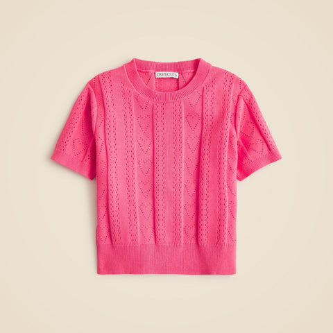 Girls' heart pointelle sweater-tee