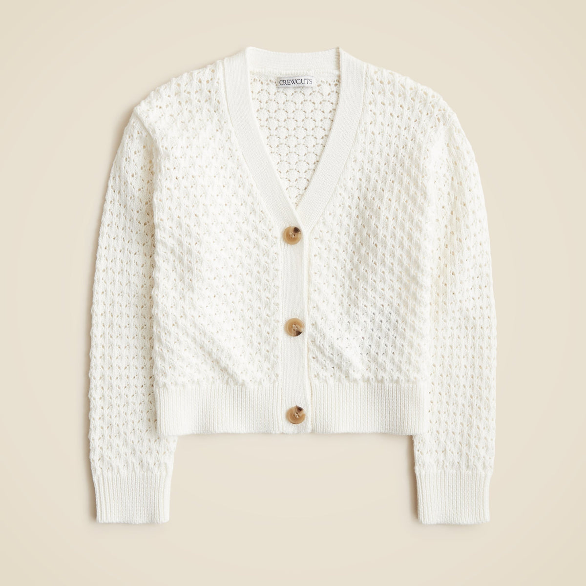 Girls' cotton crochet-stitch cardigan