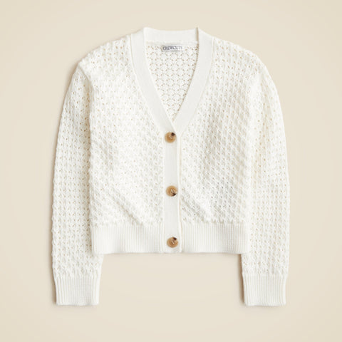 Girls' cotton crochet-stitch cardigan