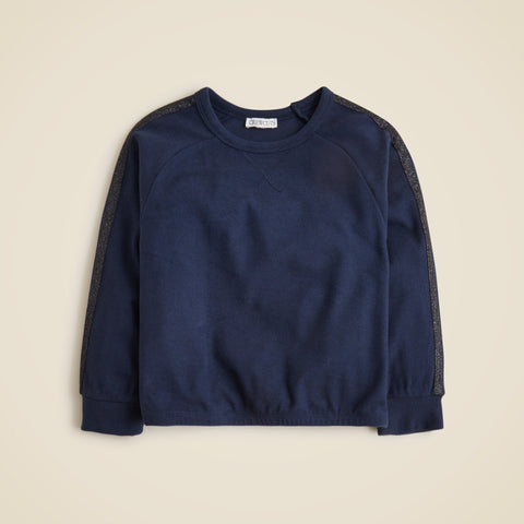 Girls' cozy rib sweatshirt with glitter stripe