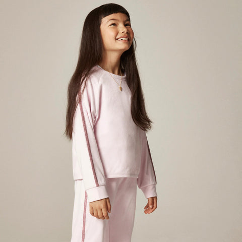 Girls' cozy rib sweatshirt with glitter stripe