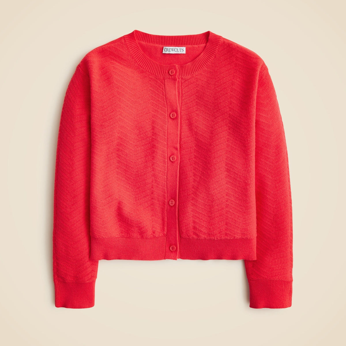 Girls' cardigan in herringbone cotton