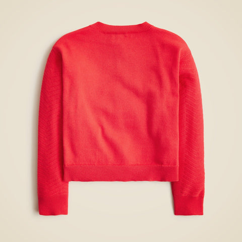 Girls' cardigan in herringbone cotton