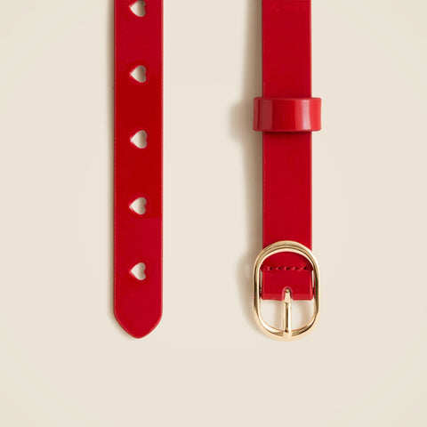 Girls' heart cutout belt in patent leather