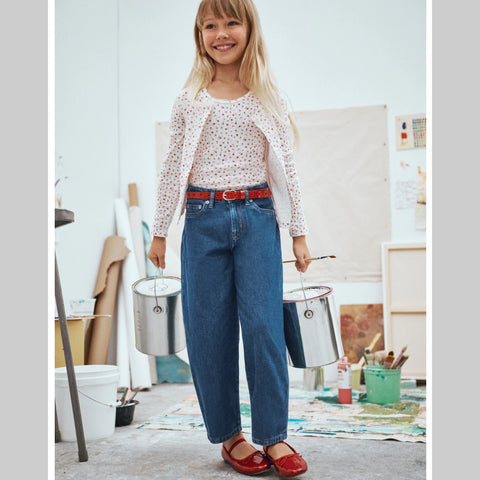 Girls' heart cutout belt in patent leather