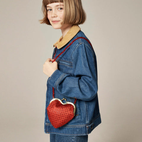 Girls' embellished heart purse