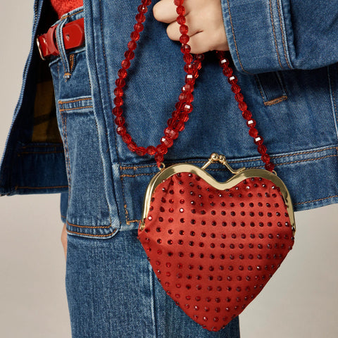 Girls' embellished heart purse