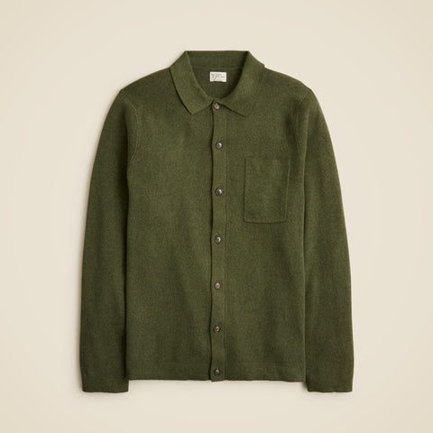 Milano-stitch polo cardigan sweater