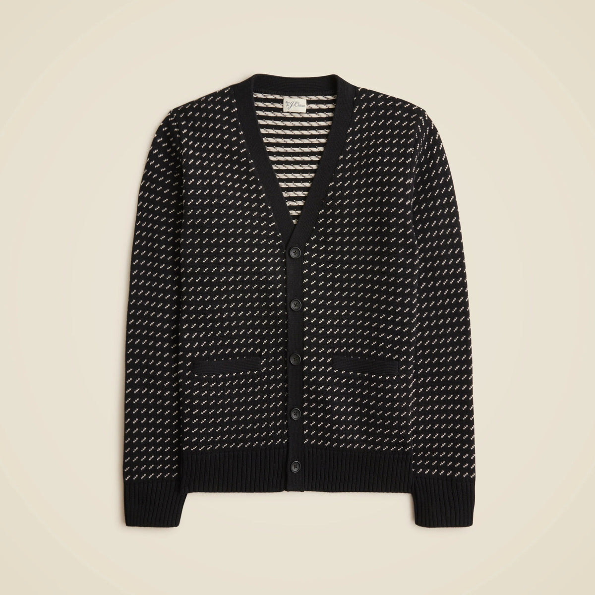 Heritage cotton V-neck cardigan in bird's eye